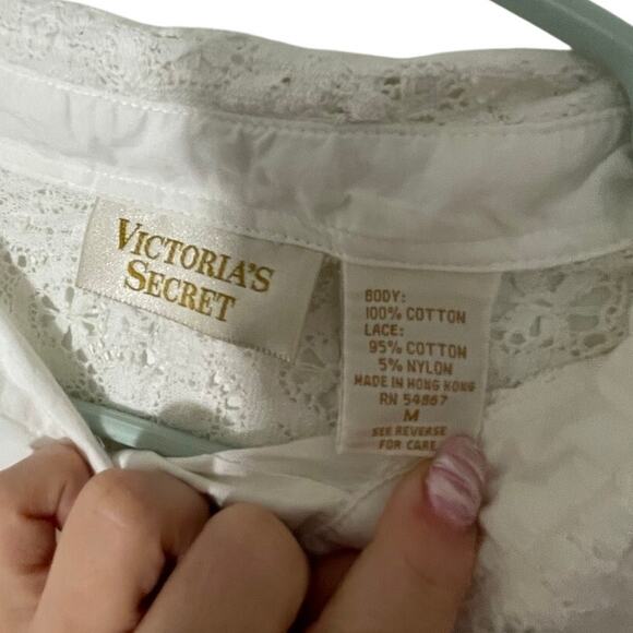 Victoria Secret Gold Label Vintage Victorian Long Sleeve Button Up Nightgown M - Picture 5 of 5